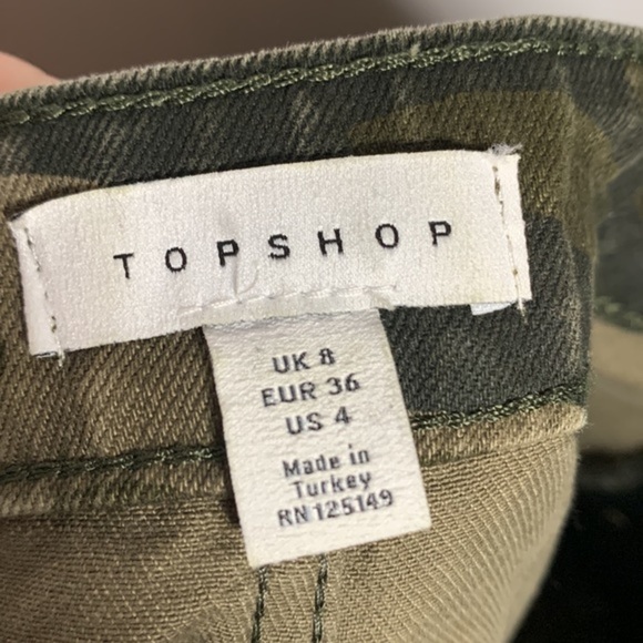 Topshop Green Camouflage Army Denim Mini Skirt - Picture 7 of 8